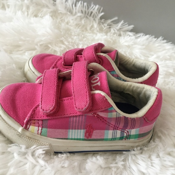 Girls Ralph Lauren Polo rubber role plaid pink shoes size 7 - Picture 6 of 8